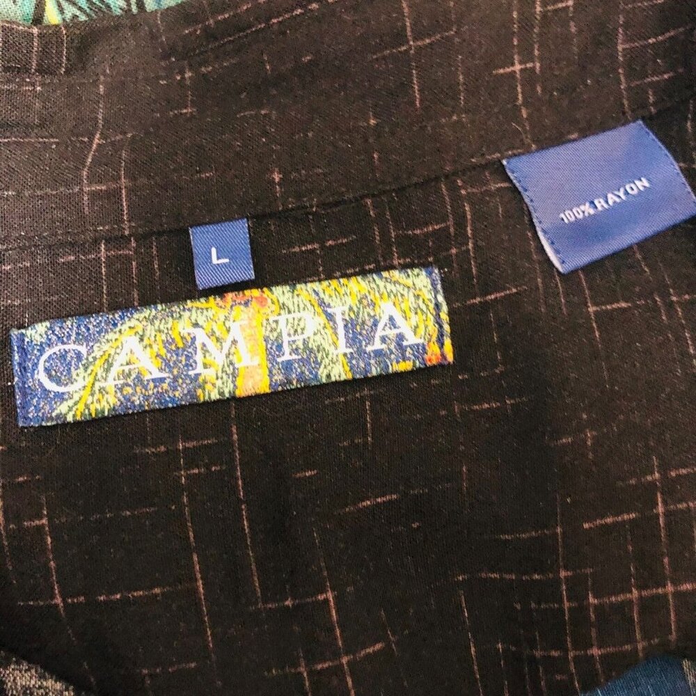 NWT Hawaiian Shirt Men L Allover Aloha Print Camp Tropical Beachy Coastal CAMPIA - Picture 7 of 9